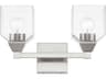 Livex Lighting Aragon 2-Light Brushed Nickel Glass Vanity Light