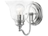 Livex Lighting Moreland 1-Light Polished Chrome Glass Wall Sconce