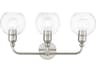Livex Lighting Downtown 3-Light Brushed Nickel Glass Vanity Light