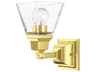 Livex Lighting Mission 1-Light Polished Brass Glass Wall Sconce