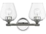 Livex Lighting Willow 2-Light Polished Chrome Glass Vanity Light