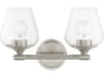 Livex Lighting Willow 2-Light Brushed Nickel Glass Vanity Light