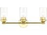 Livex Lighting Whittier 3-Light Polished Brass Glass Vanity Light