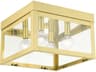 Livex Lighting Nyack 4-Light Satin Brass Glass Flush Mount
