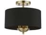 Livex Lighting Huntington 3-Light Antique Brass Drum Semi Flush Mount
