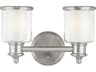 Livex Lighting Middlebush 2-Light Brushed Nickel Glass Vanity Light