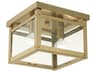 Livex Lighting Milford 2-Light Antique Brass Glass Flush Mount