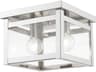 Livex Lighting Milford 2-Light Brushed Nickel Glass Flush Mount