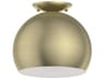 Livex Lighting Piedmont 1-Light Antique Brass White Dome Geometric Semi Flush Mount