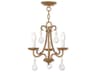 Livex Lighting Daphne 3-Light Antique Gold Leaf Crystal Candelabra Chandelier