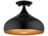 Livex Lighting Amador 1-Light Shiny Black Polished Chrome Bell Semi Flush Mount