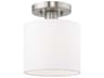 Livex Lighting Meridian 1-Light Brushed Nickel Drum Semi Flush Mount