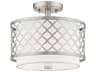 Livex Lighting Arabesque 2-Light Brushed Nickel White Drum Semi Flush Mount