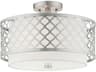 Livex Lighting Arabesque 3-Light Brushed Nickel White Drum Semi Flush Mount