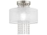 Livex Lighting Bella Vista 1-Light Brushed Nickel Clear Crystal Drum Flush Mount