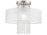 Livex Lighting Bella Vista 1-Light Brushed Nickel Clear Crystal Drum Flush Mount