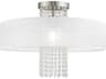 Livex Lighting Bella Vista 1-Light Brushed Nickel Clear Crystal Drum Flush Mount