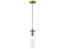 Livex Lighting Art Glass 1-Light Antique Brass Clear Cylinder Mini Pendant