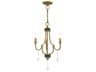 Livex Lighting Glendale 3-Light Antique Brass Crystal Candelabra Chandelier