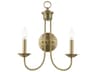Livex Lighting Estate 2-Light Antique Brass Wall Sconce