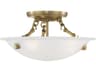 Livex Lighting Oasis 3-Light Antique Brass Glass Bowl Semi Flush Mount