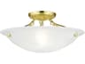 Livex Lighting Oasis 3-Light Polished Brass Glass Bowl Semi Flush Mount