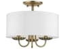 Livex Lighting Brookdale 3-Light Antique Brass Drum Semi Flush Mount