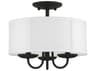 Livex Lighting Brookdale 3-Light Black Drum Semi Flush Mount