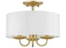 Livex Lighting Brookdale 3-Light Soft Gold White Drum Semi Flush Mount