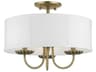 Livex Lighting Brookdale 3-Light Antique Brass Drum Semi Flush Mount