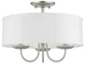Livex Lighting Brookdale 3-Light Brushed Nickel Drum Semi Flush Mount