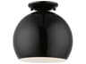 Livex Lighting Piedmont 1-Light Shiny Black White Dome Geometric Semi Flush Mount