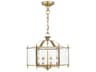 Livex Lighting Livingston 4-Light Antique Brass Glass Candelabra Lantern Chandelier