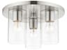 Livex Lighting Zurich 3-Light Brushed Nickel Clear Glass Cylinder Geometric Flush Mount