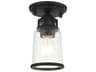 Livex Lighting Lawrenceville 1-Light Black Clear Glass Bell Semi Flush Mount