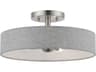 Livex Lighting Elmhurst 4-Light Brushed Nickel Shiny White Drum Semi Flush Mount