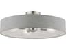 Livex Lighting Elmhurst 4-Light Brushed Nickel Shiny White Drum Semi Flush Mount
