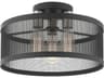 Livex Lighting Industro 3-Light Black Brushed Nickel Drum Semi Flush Mount