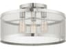 Livex Lighting Industro 3-Light Brushed Nickel Drum Semi Flush Mount