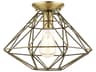 Livex Lighting Geometric 1-Light Antique Brass Semi Flush Mount