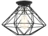 Livex Lighting Geometric 1-Light Black Semi Flush Mount