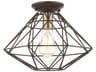 Livex Lighting Geometric 1-Light Bronze Semi Flush Mount