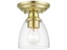 Livex Lighting Montgomery 1-Light Satin Brass Glass Bell Semi Flush Mount