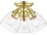 Livex Lighting Montgomery 3-Light Polished Brass Glass Bell Semi Flush Mount