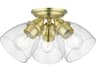 Livex Lighting Montgomery 3-Light Satin Brass Glass Bell Semi Flush Mount
