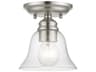 Livex Lighting Moreland 1-Light Brushed Nickel Glass Bell Semi Flush Mount