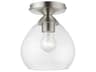 Livex Lighting Catania 1-Light Brushed Nickel Glass Bell Semi Flush Mount