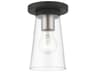 Livex Lighting Cityview 1-Light Black Brushed Nickel Glass Cylinder Flush Mount