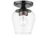 Livex Lighting Willow 1-Light Black Chrome Glass Bell Semi Flush Mount