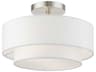 Livex Lighting Meridian 2-Light Brushed Nickel Drum Semi Flush Mount